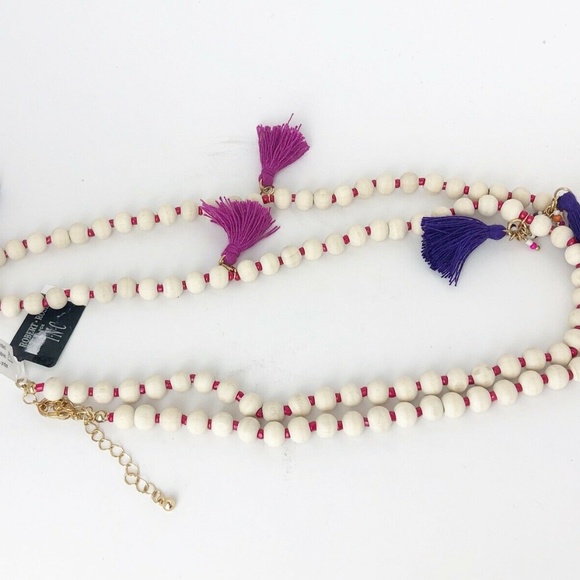 INC X Robert Rose Wood Bead Pink & Purple Necklace - Picture 7 of 8